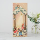 Kerstengelen uit het verleden die over het kindje  feestdagenkaart (Staand voorkant)