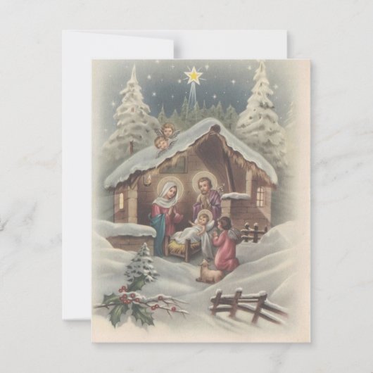 Kerstengelen uit het verleden die over het kindje  feestdagenkaart (Voorkant)