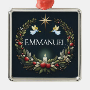 Kerstengelen van Emmanuel Metalen Ornament