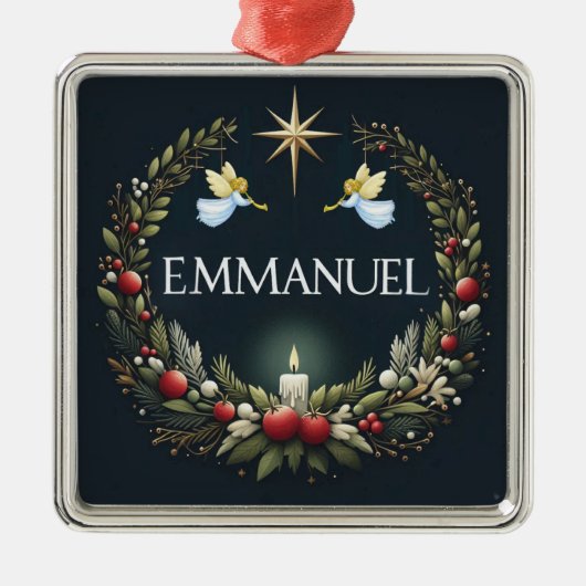 Kerstengelen van Emmanuel Metalen Ornament (Voorkant)