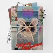 KERSTENGELEN Verpakking Papieren Blad Set van 3 Inpakpapier Vel (In situ)