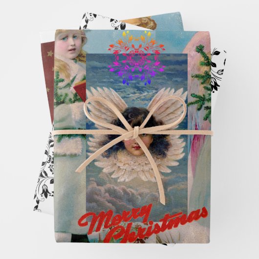 KERSTENGELEN Verpakking Papieren Blad Set van 3 Inpakpapier Vel (In situ)