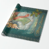 Kerstengelen Vintage Cadeaupapier (Uitgerold)