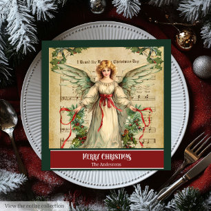 Kerstengelen Vintage Elegante Kerstservetten Servet