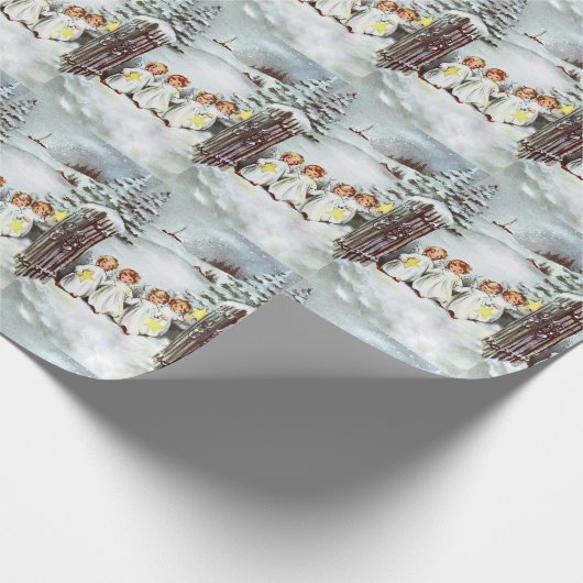 Kerstengelen Winter Kerstdag Cadeaupapier (Hoek)