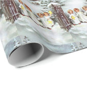 Kerstengelen Winter Kerstdag Cadeaupapier (Rol Hoek)