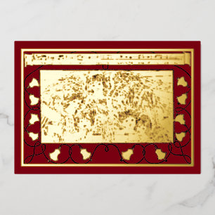 Kerstengelkoor in vintage stijl folie feestdagenkaart