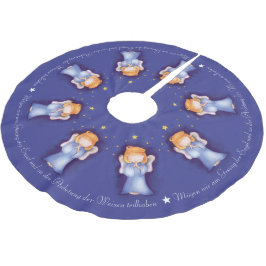 kerstengelmeisje bidt duitse blauwe waterverf kerstboom rok
