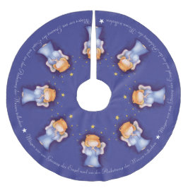 kerstengelmeisje bidt duitse blauwe waterverf kerstboom rok