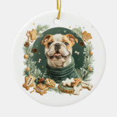 KerstEngelse Bulldog Keramisch Ornament (Voorkant)