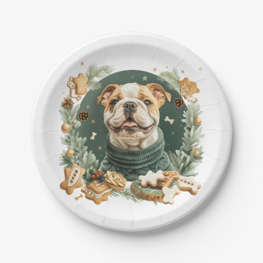 KerstEngelse Bulldog Papieren Bordje (Voorkant)