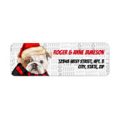 KerstEngelstalige Bulldog in een Scarf Etiket (Voorkant)