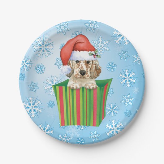 KerstEngelstalige Setter Papieren Bordje (Voorkant)