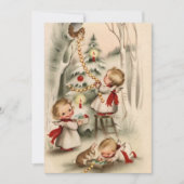 Kerstengeltjes versieren kerstboom feestdagenkaart (Voorkant)