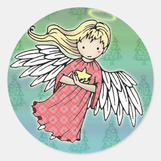 Kerstengeltjesstickers Ronde Sticker (Voorkant)