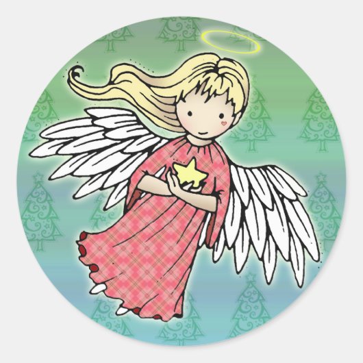 Kerstengeltjesstickers Ronde Sticker (Voorkant)
