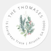 Kerstenveloppe met adres retouradres ronde sticker (Voorkant)