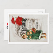 kerstephemera ad cute Girl Red Chrysanthemum Briefkaart (Voorkant / Achterkant)