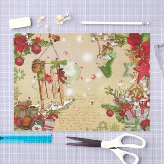 Kerstephemera Ornament Poinsettia Tissuepapier (Craft)