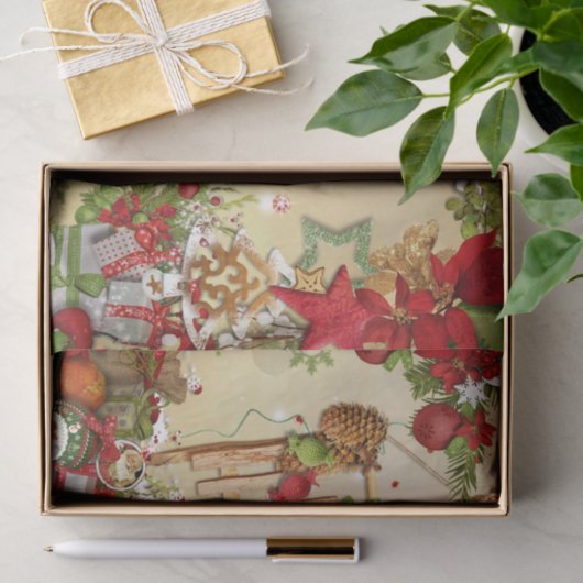 Kerstephemera Ornament Poinsettia Tissuepapier (Geschenk)