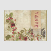 Kerstephemera Roos Vogelkooi Santa Decoupage Tissuepapier (Voorkant)