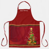 Kerstess Personaliseer Naam of Tekst rood Schort (Voorkant)