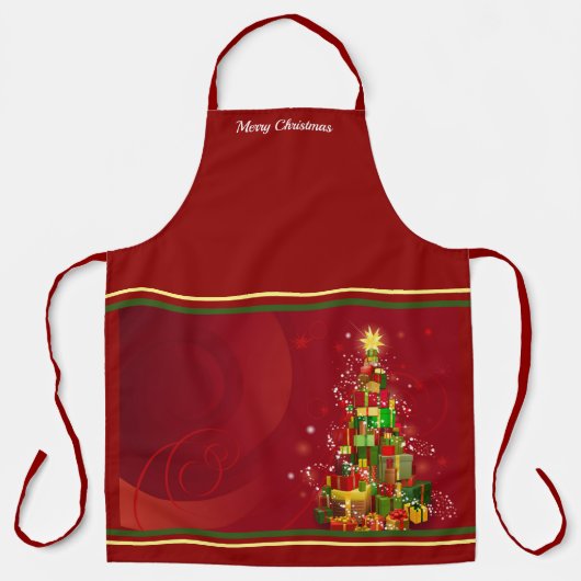 Kerstess Personaliseer Naam of Tekst rood Schort (Voorkant)