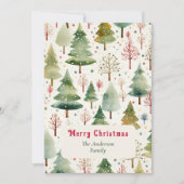 Kerstesthetiek Waterverf Boombomen Sneeuw Feestdagenkaart (Voorkant)