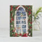 Kerstetalraam budget feestdagenkaart (Staand voorkant)