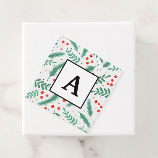 KerstEvergreen Boughs en Holly Berries Bedankjes Labels (In situ)