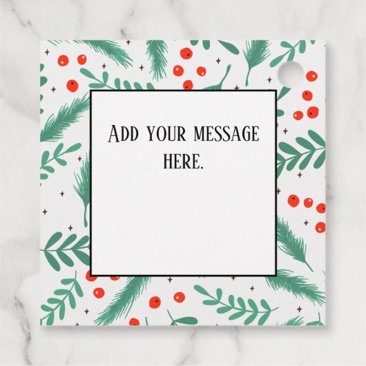 KerstEvergreen Boughs en Holly Berries Bedankjes Labels (Achterkant)