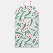 KerstEvergreen Boughs en Holly Berries Cadeaulabel (Voorkant)