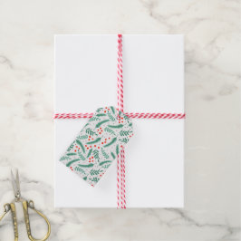 KerstEvergreen Boughs en Holly Berries Cadeaulabel