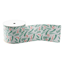 KerstEvergreen Boughs en Holly Berries Grosgrain Lint