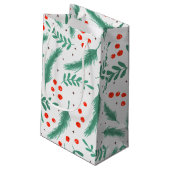 KerstEvergreen Boughs en Holly Berries Klein Cadeauzakje (Achterkant Gekanteld)