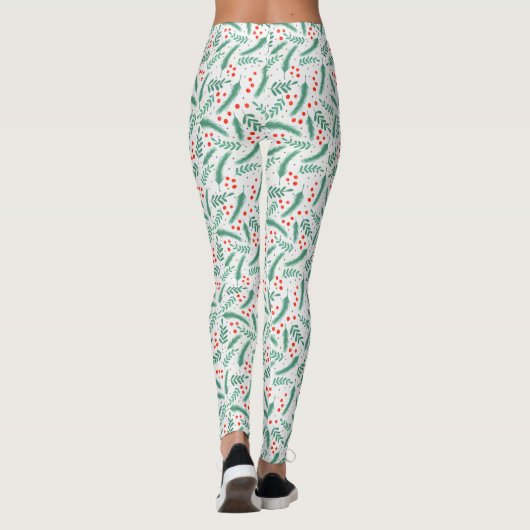 KerstEvergreen Boughs en Holly Berries Leggings (Achterkant)