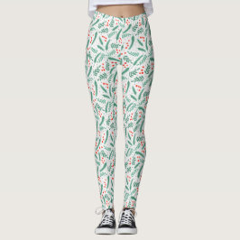 KerstEvergreen Boughs en Holly Berries Leggings