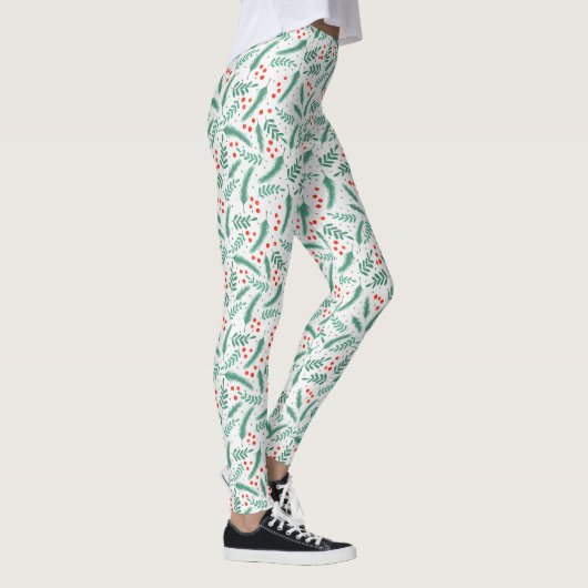 KerstEvergreen Boughs en Holly Berries Leggings (Rechts)