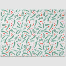 KerstEvergreen Boughs en Holly Berries Tissuepapier