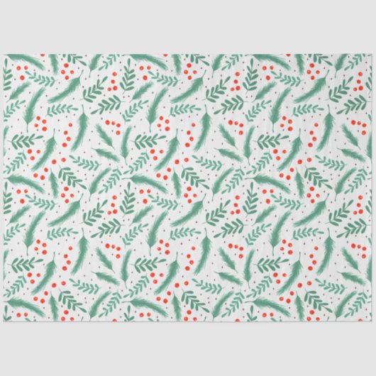 KerstEvergreen Boughs en Holly Berries Tissuepapier (Voorkant)