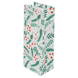 KerstEvergreen Boughs en Holly Berries Wijn Cadeautas