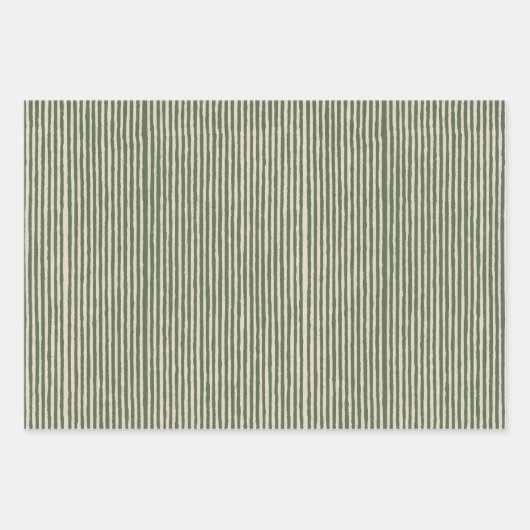 KerstEvergreen Branches Pinecone Bird Stripe Inpakpapier Vel (Voorkant 3)