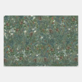 KerstEvergreen Branches Pinecone Bird Stripe Inpakpapier Vel (Voorkant)