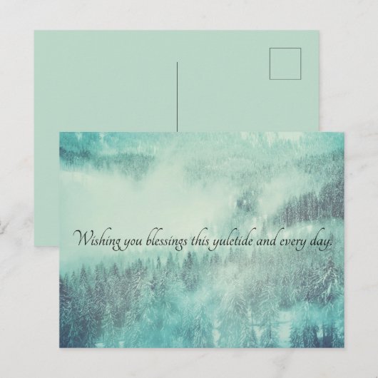 KerstEvergreen Forest Winter Solstice Feestdagenkaart (Voorkant / Achterkant)