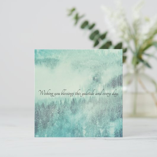 KerstEvergreen Forest Winter Solstice Kaart (Staand voorkant)