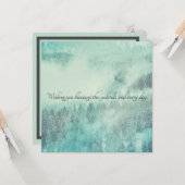 KerstEvergreen Forest Winter Solstice Kaart (Voorkant / Achterkant in situ)