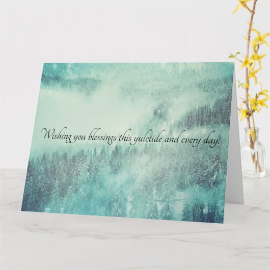 KerstEvergreen Forest Winter Solstice Kaart (Gele Bloem)