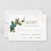 KerstEvergreen Holly Winter Wedding RSVP Card (Voorkant)