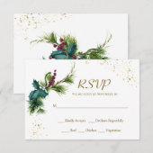 KerstEvergreen Holly Winter Wedding RSVP Card (Voorkant / Achterkant)