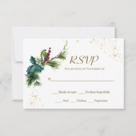 KerstEvergreen Holly Winter Wedding RSVP Card
